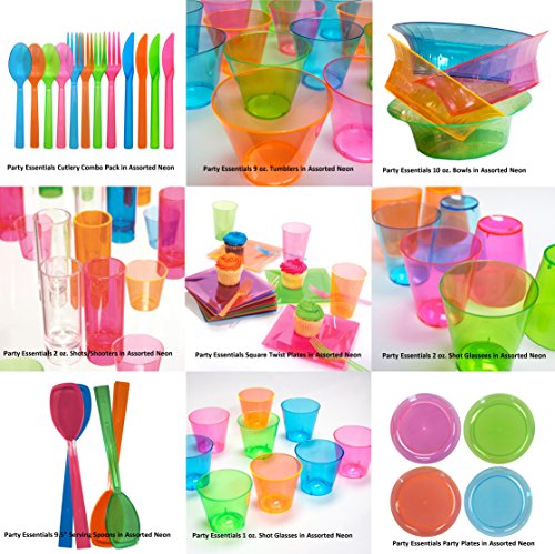 Assorted Neon Plastic Cups, 100-Count for Party Essentials