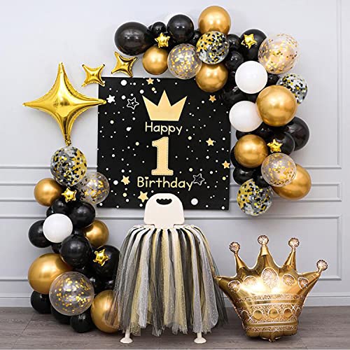 Black Gold Confetti Balloons 50 pack for Party Decor