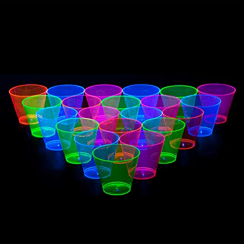 Assorted Neon Plastic Cups, 100-Count for Party Essentials