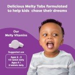 Renzo's Picky Eater Kids Multivitamin with Iron, Dissolving Kids Vitamins with Vitamin D3 and K2 and More, 60 Sugar-Free Melty Tabs, Oh-Oh-Oh Orange Flavor