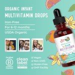 MaryRuth Organics Multivitamin for Infants | USDA Organic | Multivitamin Liquid Drops for Babies 6-12 Months | Immune Support & Overall Wellness | Vegan | Non-GMO | Gluten Free | 2 Fl Oz