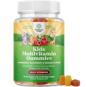 Plant Based Kids Multivitamin Gummies - Multivitamin for Kids Immune Support with Vitamins A, C, D3, E, B6 & B12, Zinc & Iodine - Children's Vitamins Chewable Formula for Strong Health - 90 Count