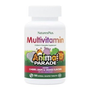 Natures Plus Animal Parade Children's Chewable Multivitamin - 180 Animal-Shaped Tablets, Pack of 2 - Natural Assorted Flavors - Vegan, Gluten Free - 180 Total Servings