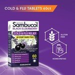 Sambucol Cold and Flu Relief Tablets - Homeopathic Cold Medicine, Cold Remedy for Adults, Black Elderberry for Colds, Zinc Cold Remedy - 60 Count