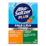 Alka-Seltzer Plus Power Max Cold & Flu Day+Night Medicine: Cough Suppressant, Cold and Flu Medicine For Adults and Children 12 Years and Older, 36 Count, Packaging May Vary