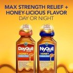 VICKS DayQuil & NyQuil SEVERE Honey Flavor Co-Pack, Cold & Flu Medicine, RelievesHeadache, Fever, Sore Throat, Minor Aches & Pains, Nasal Congestion, Sinus Pressure, Stuffy Nose, and Cough, 2x12oz