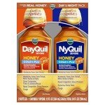 VICKS DayQuil & NyQuil SEVERE Honey Flavor Co-Pack, Cold & Flu Medicine, RelievesHeadache, Fever, Sore Throat, Minor Aches & Pains, Nasal Congestion, Sinus Pressure, Stuffy Nose, and Cough, 2x12oz