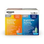 Amazon Basic Care Vapor Ice Day and Night Severe Cold and Flu Relief Caplets, Maximum Strength Medicine, Combo Pack, 48 Count