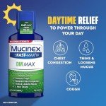 Mucinex FastMax DM Max Cold & Flu Liquid - Thins Mucus, Relieves Cough, Chest Congestion, Pain, Fever, Sneezing, Sore Throat, Runny Nose