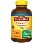 Nature Made Calcium Magnesium Zinc with Vitamin D3, Dietary Supplement for Bone Support, 300 Tablets