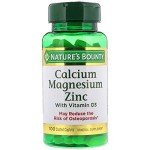 Nature's Bounty Calcium Magnesium & Zinc Caplets, Immune & Supporting Bone Health, 100 Count