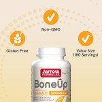 Jarrow Formulas BoneUp for Bone Density and Skeletal Nutrition, Includes Vitamin D3, K2 (as MK-7) and Calcium, 240 Capsules