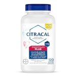 Citracal Maximum Plus, 650 mg Calcium Citrate, easily absorbed and highly soluble with 25 mcg (1000 IU) Vitamin D3, Bone Health Support, Calcium Supplement for Ages 12+, 120 Count