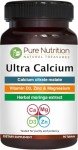 Pure Nutrition Ultra Calcium Citrate 1000mg Highly absorbable Calcium Supplement with Calcium Citrate Malate, Vitamin D, Zinc and Magnesium - 1 Tablet Daily (90 Veg Tabs) Non-GMO | Gluten-Free