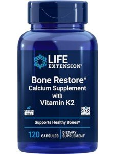 Life Extension Bone Restore + Vitamin K2 Vitamins & Minerals Maintain Bone Health & Strength - Fortifying Nutrients Calcium, D3 & Important Bone Building Minerals - Non-GMO, Gluten-Free -120 Capsules