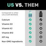 4-in-1 Calcium Supplements for Women and Men - Calcium 600mg with Vitamin D3 K2 5000 IU Supplement for Heart, Bone and Body Defenses - Gluten-Free, Vegan-Friendly (120 ct)