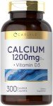 Carlyle Calcium 1200mg with Vitamin D3 | 300 Caplets | Non-GMO, Gluten Free, and Vegetarian