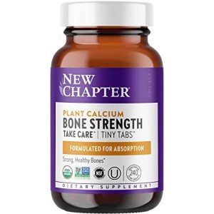 New Chapter Calcium Supplement - Bone Strength Tiny Tabs Organic Calcium with Magnesium, Vitamin D3+K2, 70+ Trace Minerals for Bone Health, Gluten Free, Easy to Swallow - 240 ct