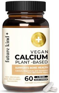 Future Kind Vegan Calcium Supplement - Plant-Based Calcium Magnesium Supplement Sourced from Iceland for Teeth & Bone Support (60 Capsules)