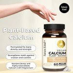Future Kind Vegan Calcium Supplement - Plant-Based Calcium Magnesium Supplement Sourced from Iceland for Teeth & Bone Support (60 Capsules)