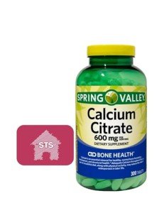 Spring Valley Calcium Citrate 600 mg, 300 Tablets - Bone & Joint Health + STS Sticker.