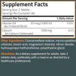 Bronson Calcium 1200mg Per Serving Plus Vitamin D3 1000 IU High Potency Formula, Non-GMO, 120 Tablets