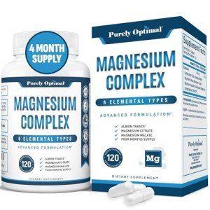 Purely Optimal Magnesium Complex - High Absorption Magnesium Supplement with Magnesium Citrate, Glycinate, Malate & More - High Absorption, Gluten Free, Soy Free, Non-GMO - 120 Capsules