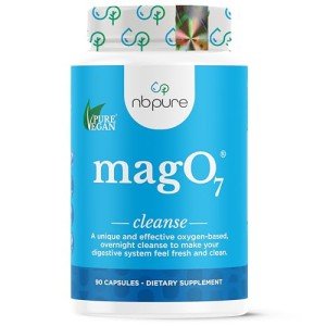 nbpure MagO7 - Natural Colon Cleanse & Detox - Occasional Constipation Relief, Stool Softening, & Bloating Support for Men & Women - Ozonated Magnesium Oxide, 90 Capsules