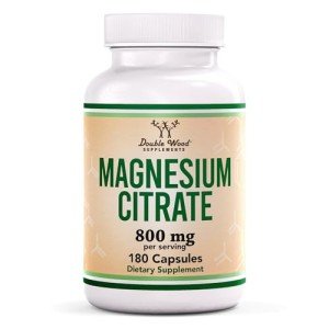 Magnesium Citrate 800mg, 180 Capsules, Digestion & Constipation Support, Vegan Safe, Non-GMO, Double Wood Supplements
