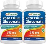 Best Naturals Potassium Gluconate 595 mg 250 Tablets (250 Count (Pack of 2))