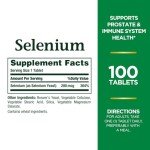 Nature's Bounty Selenium, Supports Prostate and Immune System Health, 200 mcg, 100 Tablets