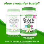 Orgain Organic Vegan Protein Powder, Vanilla Bean - 21g Plant Protein, 6g Prebiotic Fiber, No Lactose Ingredients, No Added Sugar, Non-GMO, For Shakes & Smoothies, 2.03 lb (Packaging May Vary)