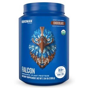 BIRDMAN Falcon Vegan Protein Powder Organic, Stevia & Sugar Free, Plant Based Protein, Low Carb, Dairy Free, Keto, Non Whey Protein, Probiotic, Pea Protein | Chocolate Flavor - 40 Servings - 2.64lb