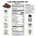Lean Body Ready-to-Drink, Plant-Based Vegan Chocolate Protein Shake, 30g Protein, No Artificial Flavors, Sweeteners or Colors, Non GMO, Gluten Free, Premium Pea & Rice Blend (Pack of 12)