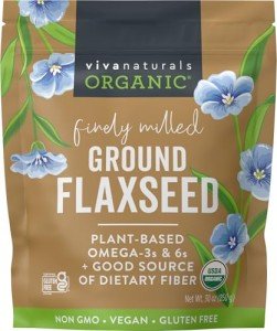 Viva Naturals Organic Ground Flaxseed - Premium Quality Plant-Based Protein and Vegan Omega-3 with Fiber, Perfect for Smoothies, Finely Milled Flax seeds Organic - 30 oz Flax Seed Ground (850 g)