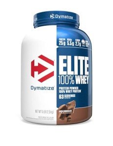 Dymatize Elite 100% Whey Protein Powder, 25g Protein, 5.5g BCAAs & 2.7 L-Leucine, Quick Absorbing & Fast Digesting for Optimal Muscle Recovery, Rich Chocolate, 5 Pound, 63 Servings