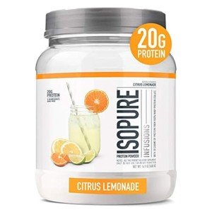 Isopure Clear Whey Isolate Protein Powder Infusions, Lactose Free, Gluten Free, Naturally Flavored, Citrus Lemonade, 20g Protein Per Serving, 14.1 Oz, 16 Servings