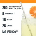 Isopure Clear Whey Isolate Protein Powder Infusions, Lactose Free, Gluten Free, Naturally Flavored, Citrus Lemonade, 20g Protein Per Serving, 14.1 Oz, 16 Servings