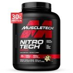 Muscletech Whey Protein Powder (French Vanilla Bean, 4LB) - Nitro-Tech Ripped Whey Protein Isolate & Peptides Smoothie Mix for Lean Muscle & Fast Recovery - 30g of Whey Protein for Women & Men