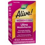 Nature’s Way Alive! Women’s 50+ Ultra Potency Complete Multivitamin, High Potency Formula, Promotes Healthy Heart, Brain, Bones*, with Methylated B12, Gluten-Free, 60 Tablets (Packaging May Vary)