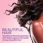 Nature's Bounty Optimal Solutions Hair, Skin and Nails Gummies with Biotin, 2500 mcg, Strawberry Flavored, 200 Count, 100 Total Servings