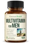 Multivitamin for Men - Daily Mens Multivitamins & Multiminerals with Vitamin D, Vitamin C, B12 Zinc, Iron. Essential Vitamins for Men - Energy, Focus, Stamina, Performance, Mens Health. 60 Liquid Caps