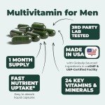 Multivitamin for Men - Daily Mens Multivitamins & Multiminerals with Vitamin D, Vitamin C, B12 Zinc, Iron. Essential Vitamins for Men - Energy, Focus, Stamina, Performance, Mens Health. 60 Liquid Caps
