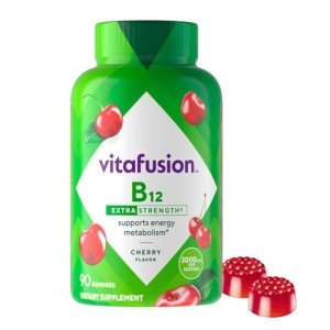 Vitafusion Extra Strength Vitamin B12 Gummy Vitamins for Energy Metabolism Support and Nervous System Health Support, Cherry Flavored, America’s Number 1 Brand, 45 Day Supply, 90 Count