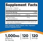 Nutricost Vitamin C with Rose HIPS 1025mg, 120 Capsules - Vitamin C 1000mg, Rose HIPS 25mg, Premium, Non-GMO, Gluten Free Supplement