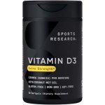 Sports Research Vitamin D3 5000 IU with Coconut MCT Oil - High Potency Vitamin D Supplement for Immune & Bone Support - Non-GMO Verified, Gluten & Soy Free – 125mcg, 30 Liquid Softgels