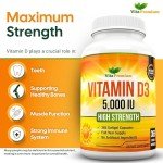 Vitamin D3 5000 IU, 365 Easy-Swallow Softgels, High Strength Vitamin D 5000 IU Supplement - Full Year Supply