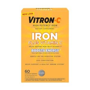 Vitron-C Iron Supplement, Immunity Support Iron Supplements with Vitamin C, Iron Pills for Immune Support, 60 Count