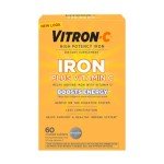 Vitron-C Iron Supplement, Immunity Support Iron Supplements with Vitamin C, Iron Pills for Immune Support, 60 Count