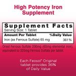 Feosol Original Iron Supplement Tablets, Non-heme, 325mg Ferrous Sulfate (65mg Elemental Iron) per Iron Pill, 1 Per Day, 120ct, 4 Month Supply, for Energy and Immune System Support, Made in USA